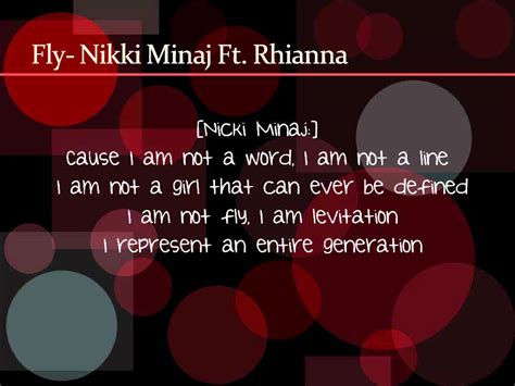 lyrics for fly|fly by nicki and rihanna.